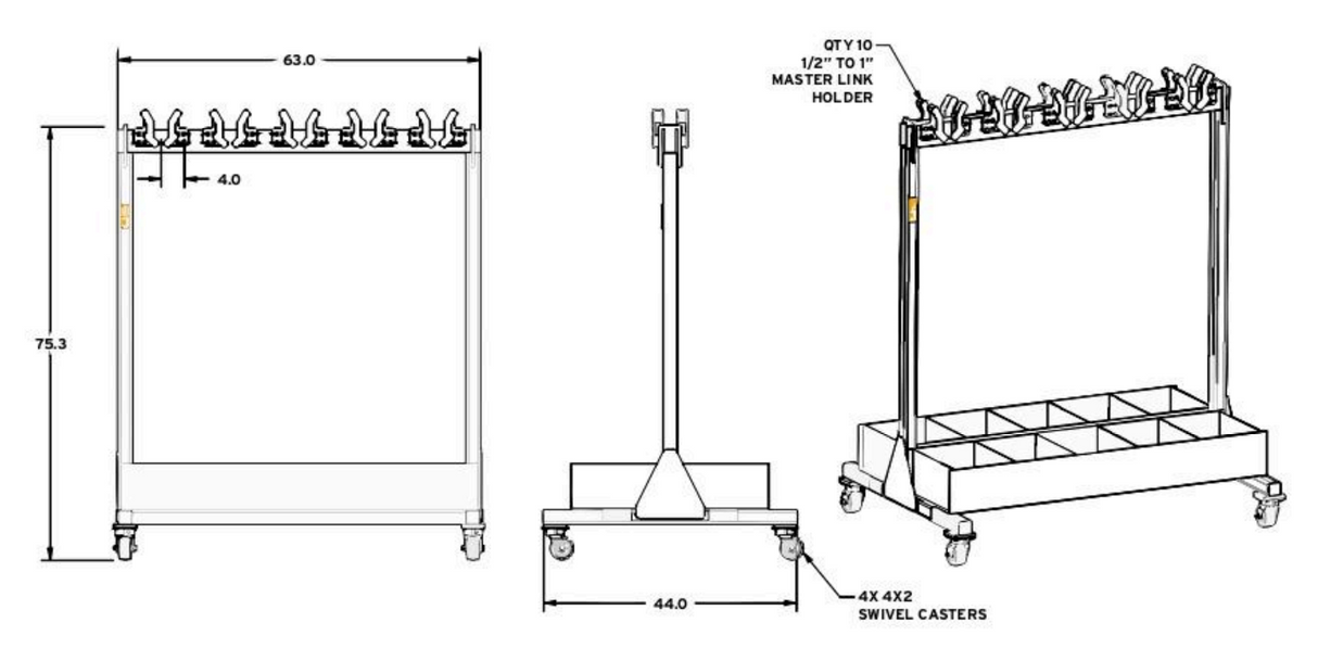 800 lbs 5 ml Holders Per Side, Box w/ Casters (26355)