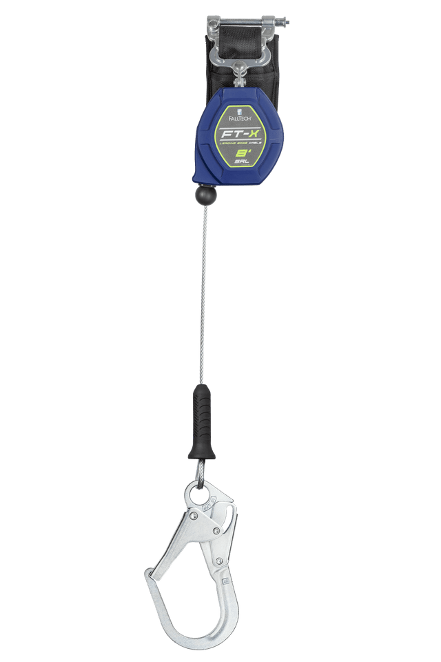 8' FT-X™ Cable Class 2 Leading Edge Personal SRL-P, Single-leg with Steel Rebar Hook (82808SP3)
