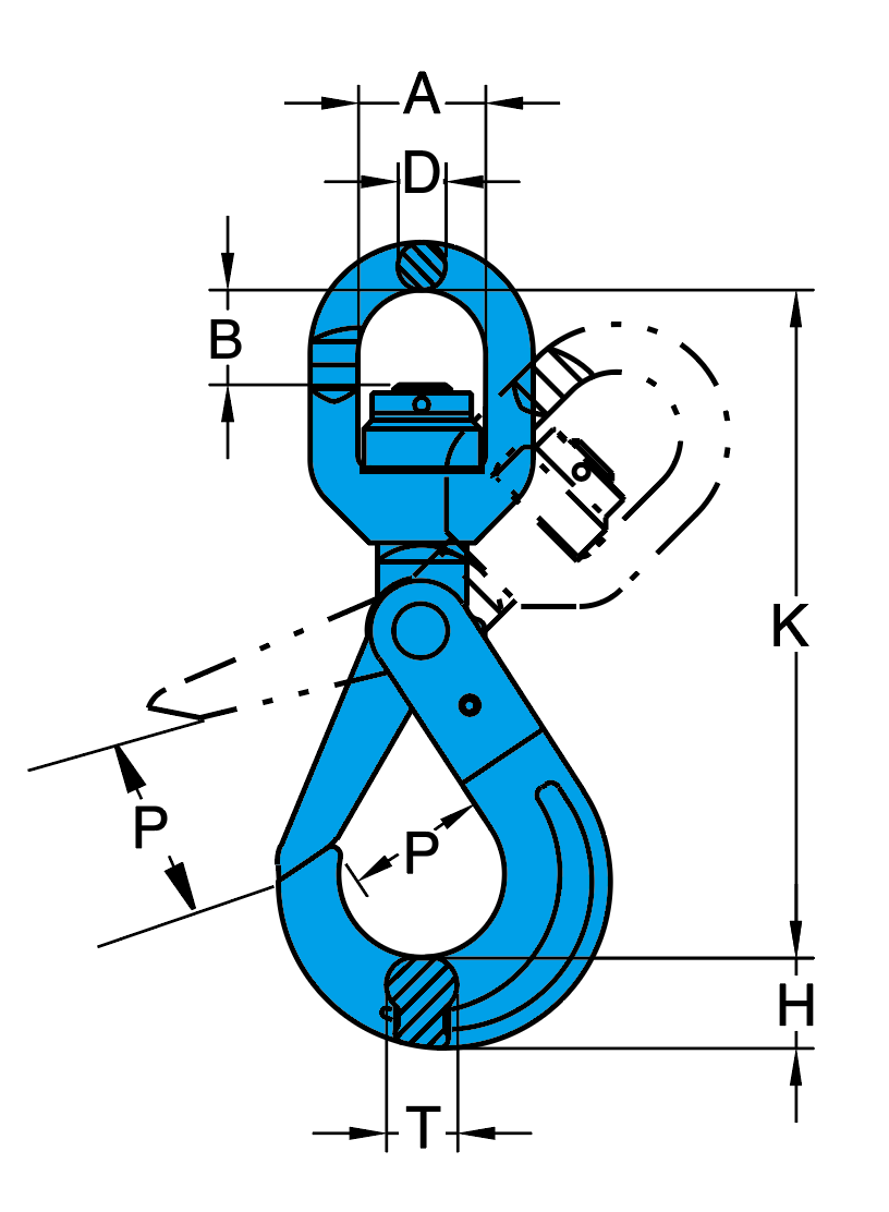 Yoke 1/2" G100 Swivel Self Locking Hook with Ball Bearing (X-027N-13)