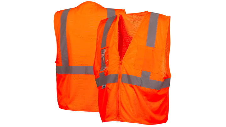 Orange Class 2 Economy Vest with Clear Pocket - Orange - Small (RVZ2120CPS) Per 5