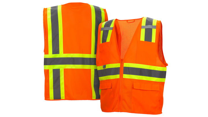 Orange Hi-Viz All Mesh Orange Vest with Contrasting Reflective Tape - Size Large (RVZ2320L) Per 5