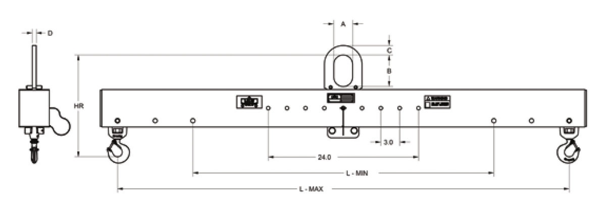 6,000 lbs 120"-144" Adjustable Lift Beam With Swivel Hooks (16415)