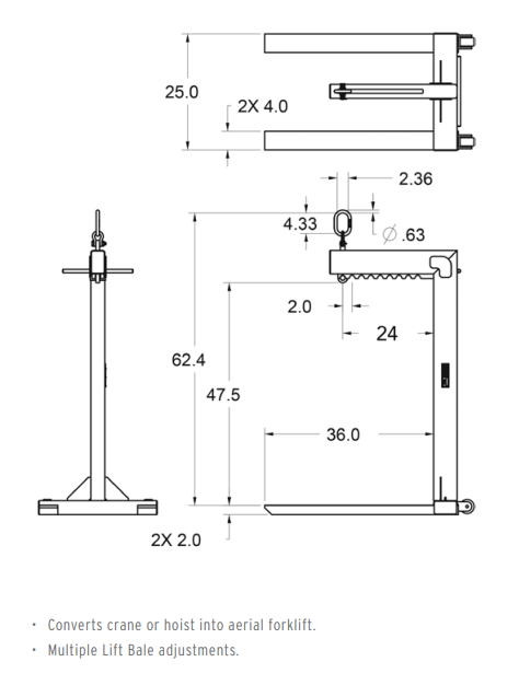 4,000 lbs Adj Bale Pallet Lifter With Wheels (14998)