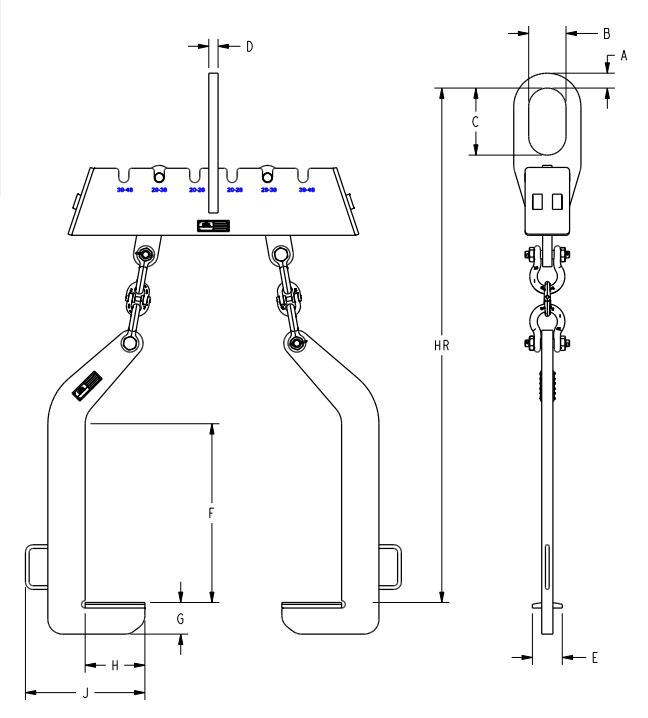 Dual Arm Coil Lifter 20,000 lbs 20-48" Coil Width (24800)