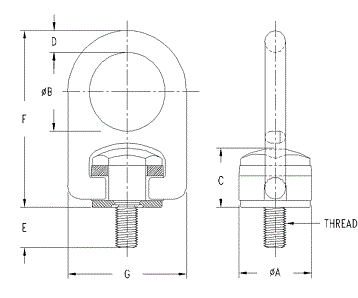 M30 x 3.50 Forged Swivel Hoist Rings 4,500 kg WLL (56950)