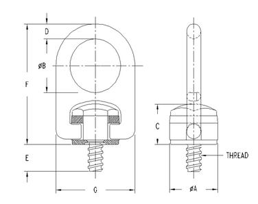 3/4" - 4 1/2 Forged Swivel Hoist Ring Coil Thread 5,000 lbs WLL (57114)