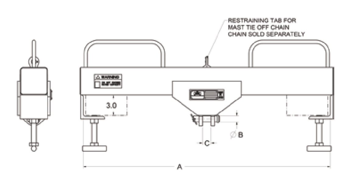 15,000 lbs Sgl Hook Forklift Beam Inside Hook Mount (17000)