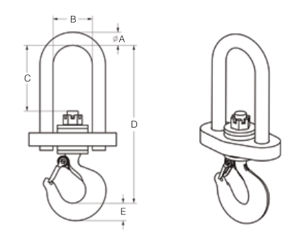 4,000# INSULATED SWIVEL HOOK WITH LATCH (16355)