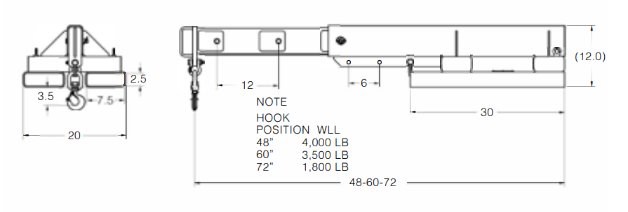 Adjustable Straight Boom W/ Swivel Hook (23312)