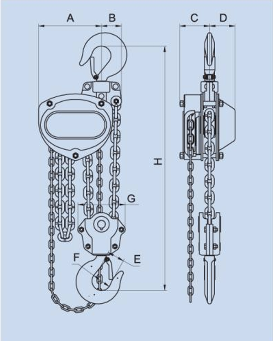 3 Ton x 15' Hand Chain Hoist WITH 2 CHAIN FALLS Black Bear (YB)