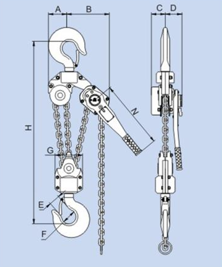 9 Ton x 5' Lever Hoist Black Bear (YL)