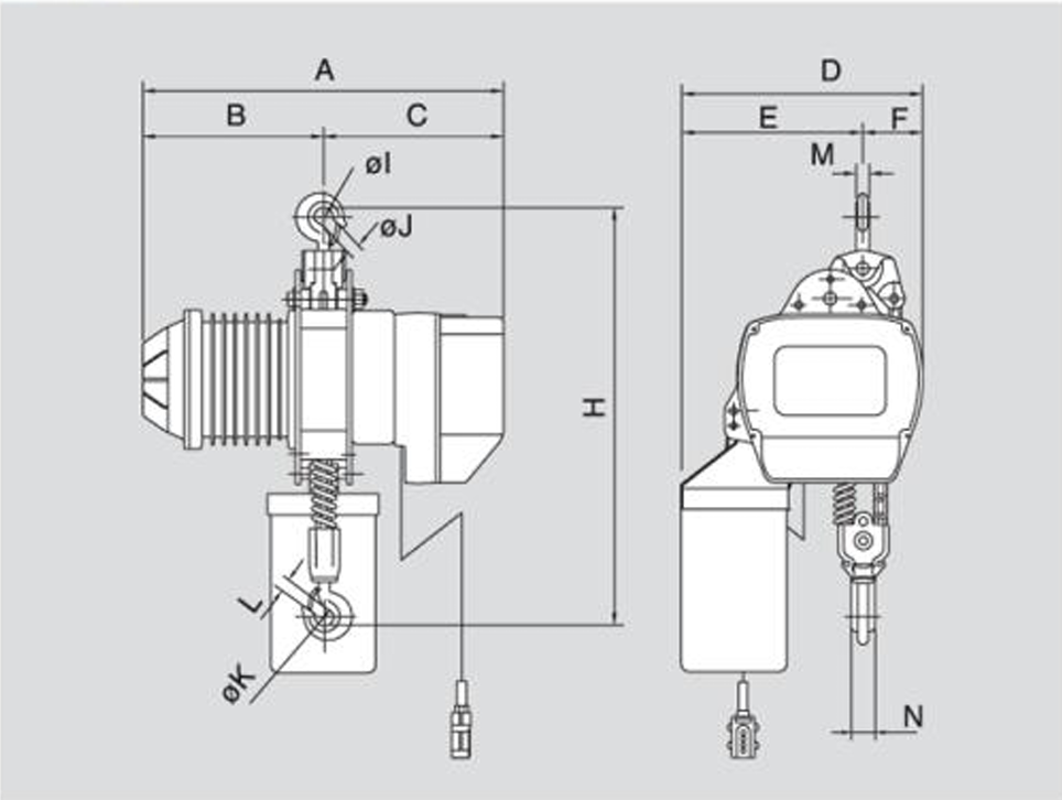 F Series Electric Chain Hoist 4,400 lbs WLL (YSF-200)