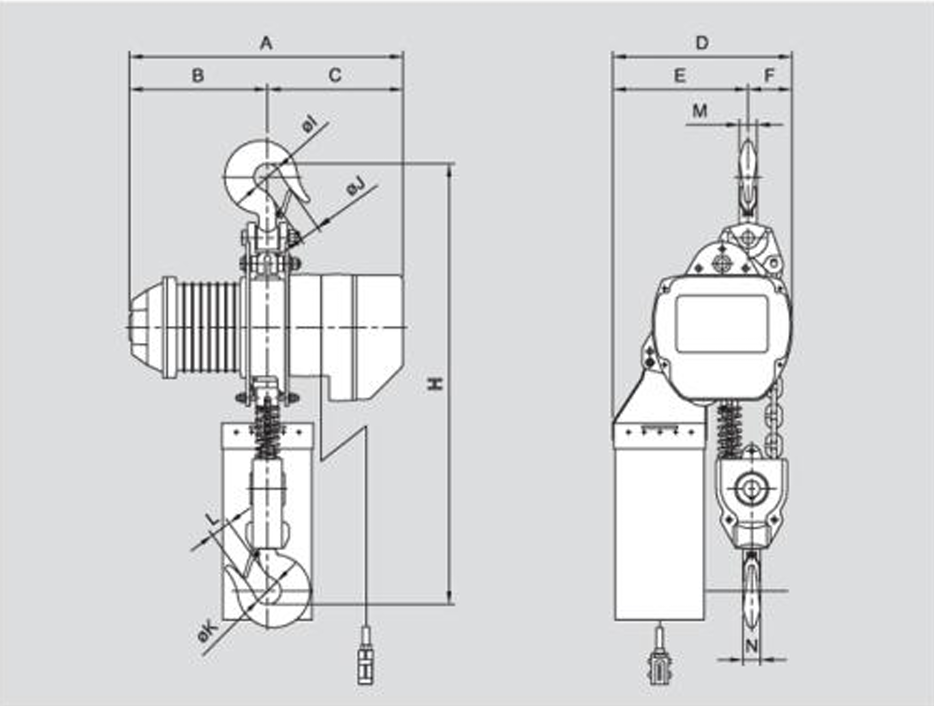 SD Series Electric Chain Hoist 11,000 lbs WLL (YSSD-500)