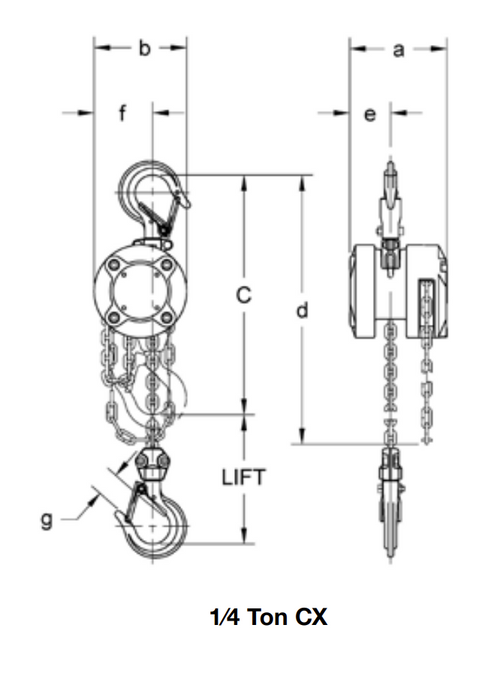 1/2 ton x 20' Harrington CX Mini Hand Chain Hoist