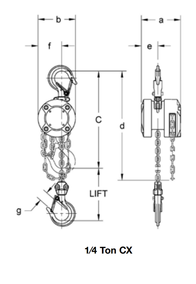 1/2 ton x 20' Harrington CX Mini Hand Chain Hoist — Maskell Rigging