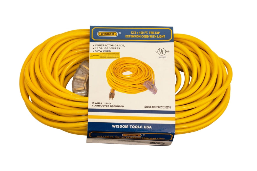 100 ft. 12/3 Heavy Duty Indoor/Outdoor Extension Cord WITH LIGHT (29-EC12100T)