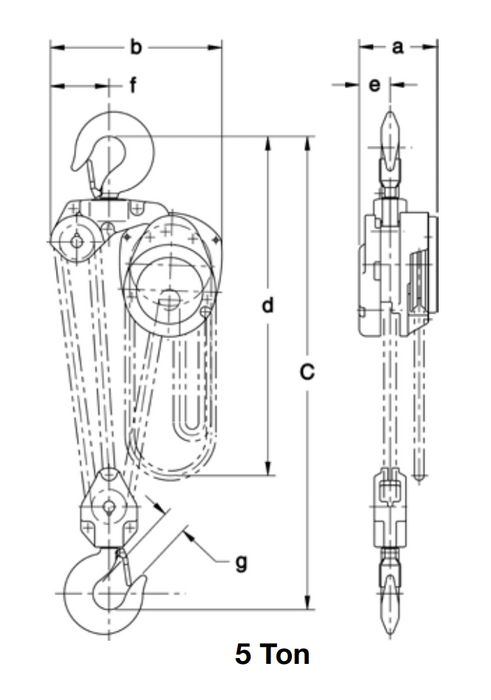 5 ton x 15' Harrington CF Hand Chain Hoist