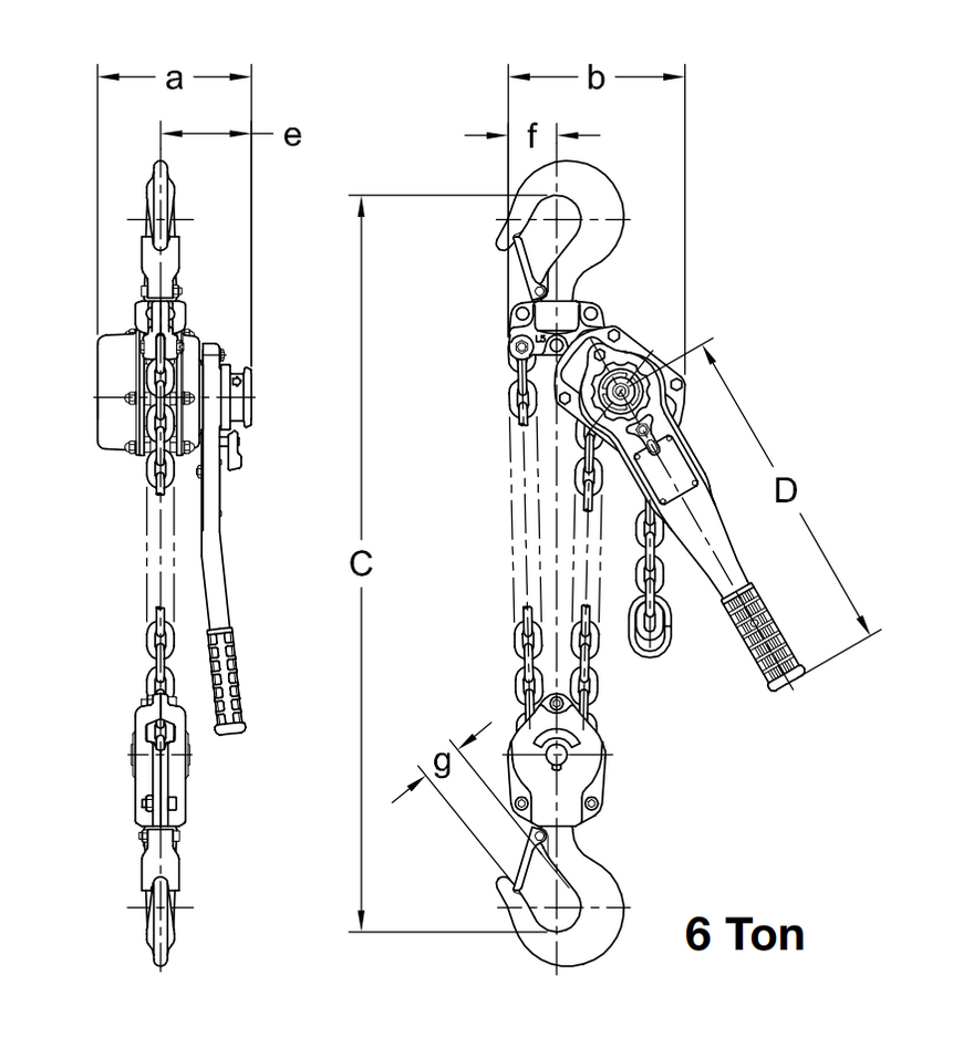 6 ton x 15' Harrington LB Lever Hoist — Maskell Rigging & Equipment