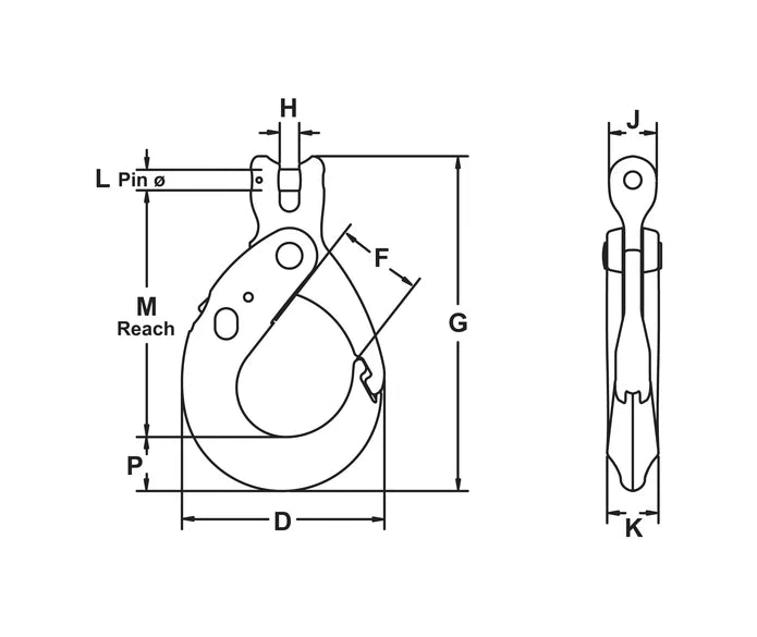 1/2" Clevis Self Locking Hook Grade 100