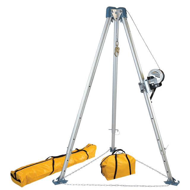 11' Confined Space Tripod System with 60' Galvanized Steel Personnel Winch (7505)