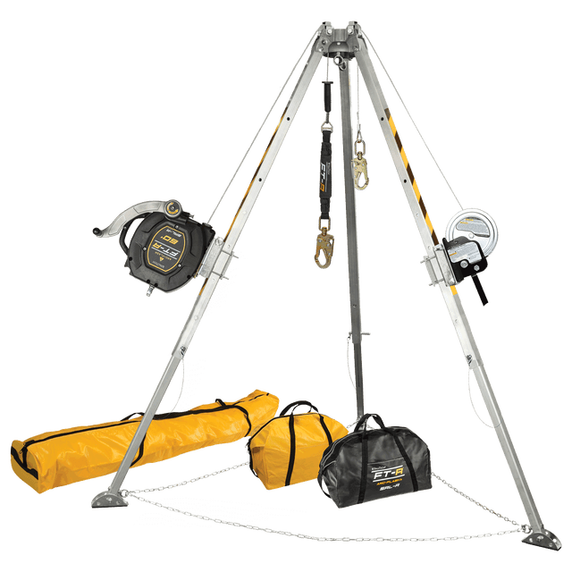 8' Tripod Kit with 7297T Winch, 721560RT 3-Way SRL-R, and Storage Bags