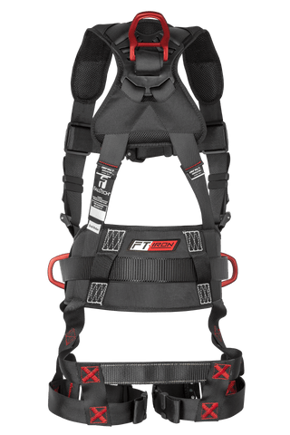 FT-Iron 3D Construction Belted Full Body Harness, Quick Connect Buckle Leg Adjustment (8144QC)