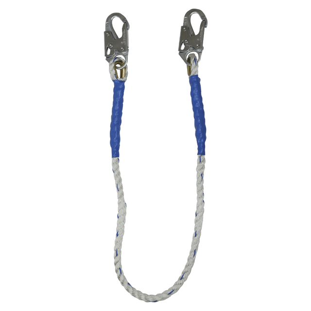 4' Rope Restraint Lanyard, Fixed-length with Steel Snap Hooks (8154)