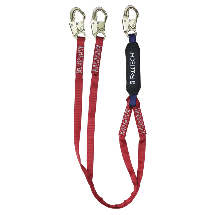 6' Ironman® 12' free fall Energy Absorbing Lanyard, Double-leg with Steel Snap Hooks (8247BY)