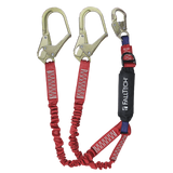 6' Ironman® 12' free fall Elasticated Energy Absorbing Lanyard, Double-leg with SRL D-ring (8247ELY3D)