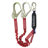 6' Ironman® 12' free fall Elasticated Energy Absorbing Lanyard, Double-leg with Steel Connectors (8247EY3)