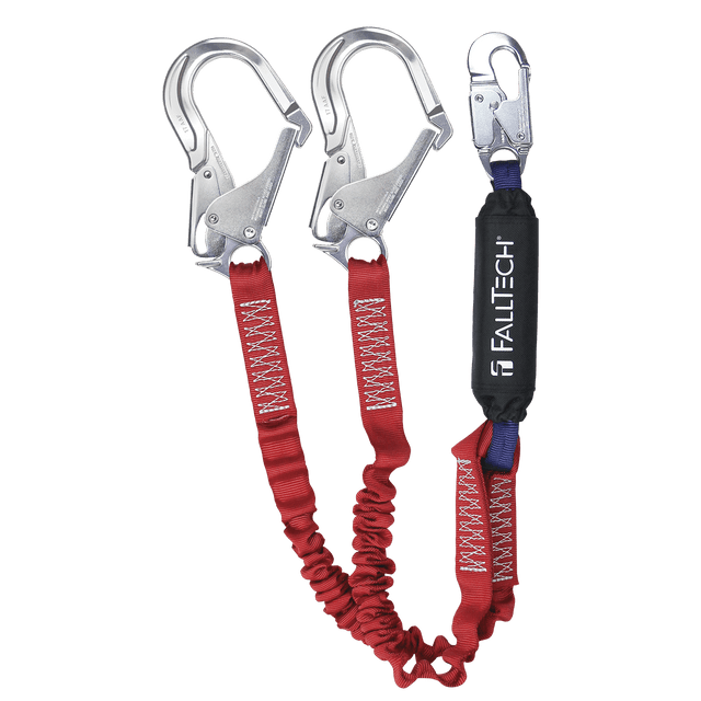 6' Ironman® 12' free fall Elasticated Energy Absorbing Lanyard, Double-leg with Aluminum Connectors (8247EY3A)