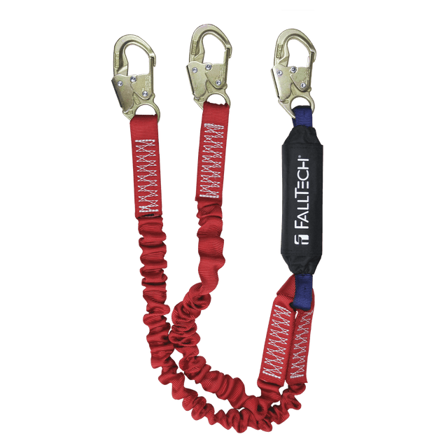 6' Ironman® 12' free fall Elasticated Energy Absorbing Lanyard, Double-leg with Steel Snap Hooks (8247EY)