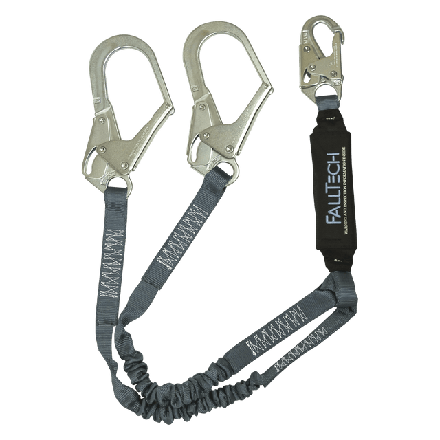 4½' to 6' ViewPack® Elastic Energy Absorbing Lanyard, Double-leg with Steel Connectors (8256ELY3)