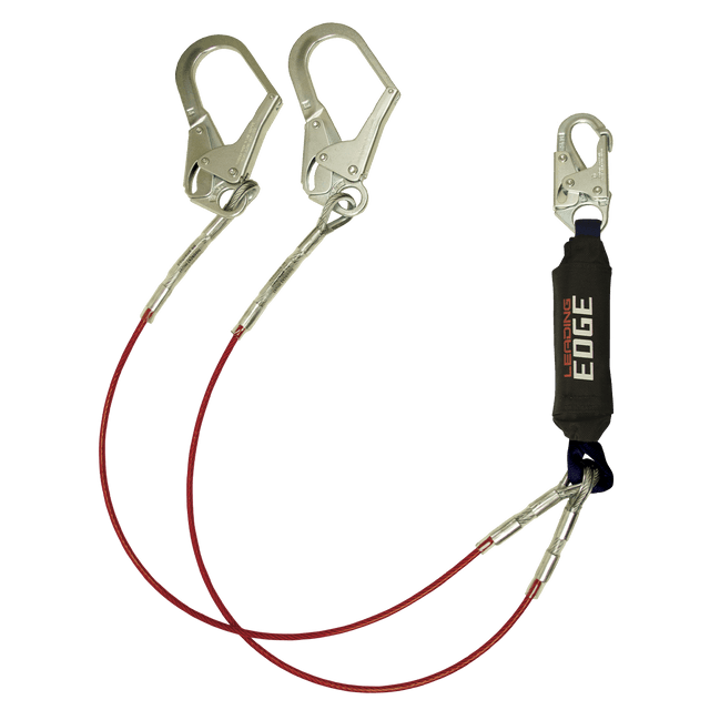 6' Leading Edge Cable Energy Absorbing Lanyard, Double-leg with Steel Connectors (8354LEY3)