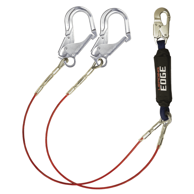 6' Leading Edge Cable Energy Absorbing Lanyard, Double-leg with Aluminum Connectors (8354LEY3A)