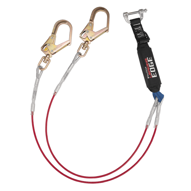 6' Leading Edge Cable Energy Absorbing Lanyard, Double-leg with Rebar Connectors (8354LEYC2D)