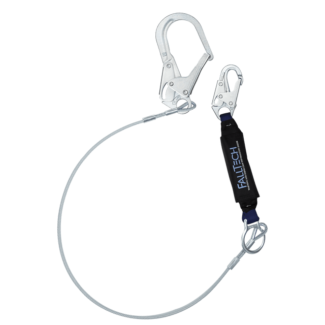 6' ViewPack® Coated Cable Energy Absorbing Lanyard, Single-leg with Steel Connectors (83573)