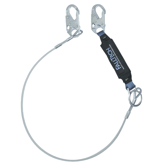 6' ViewPack® Coated Cable Energy Absorbing Lanyard, Single-leg with Steel Snap Hooks (8357)