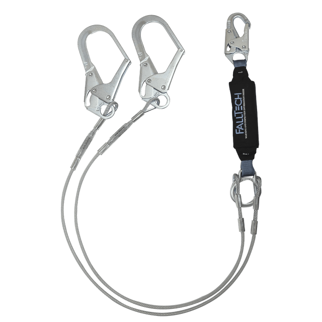 6' ViewPack® Coated Cable Energy Absorbing Lanyard, Double-leg with Steel Connectors (8357Y3)