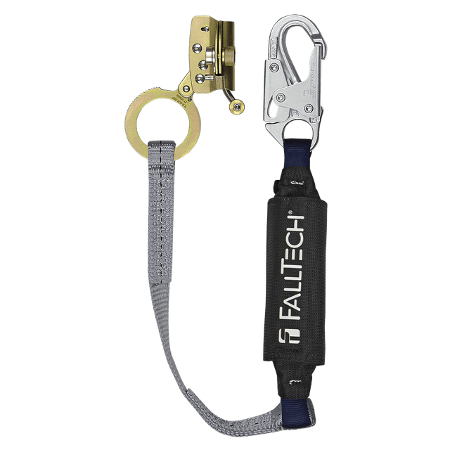 Hinged Trailing Fall Arrester with Anti-panic and 3' ViewPack® Energy Absorbing Lanyard (8388)