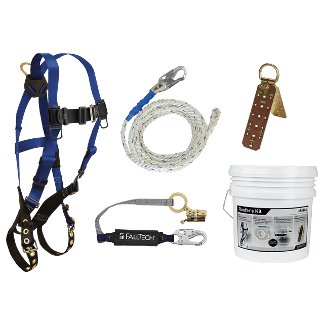 Roofer's Kit with Hinged Reusable Anchor and Trailing Anti-panic Rope ...