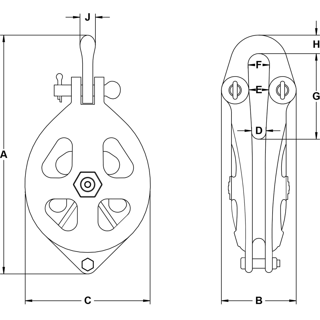 Skookum A Series 6.5T Cast Full Sided Block with SWIVEL HOOK (A-6RT)