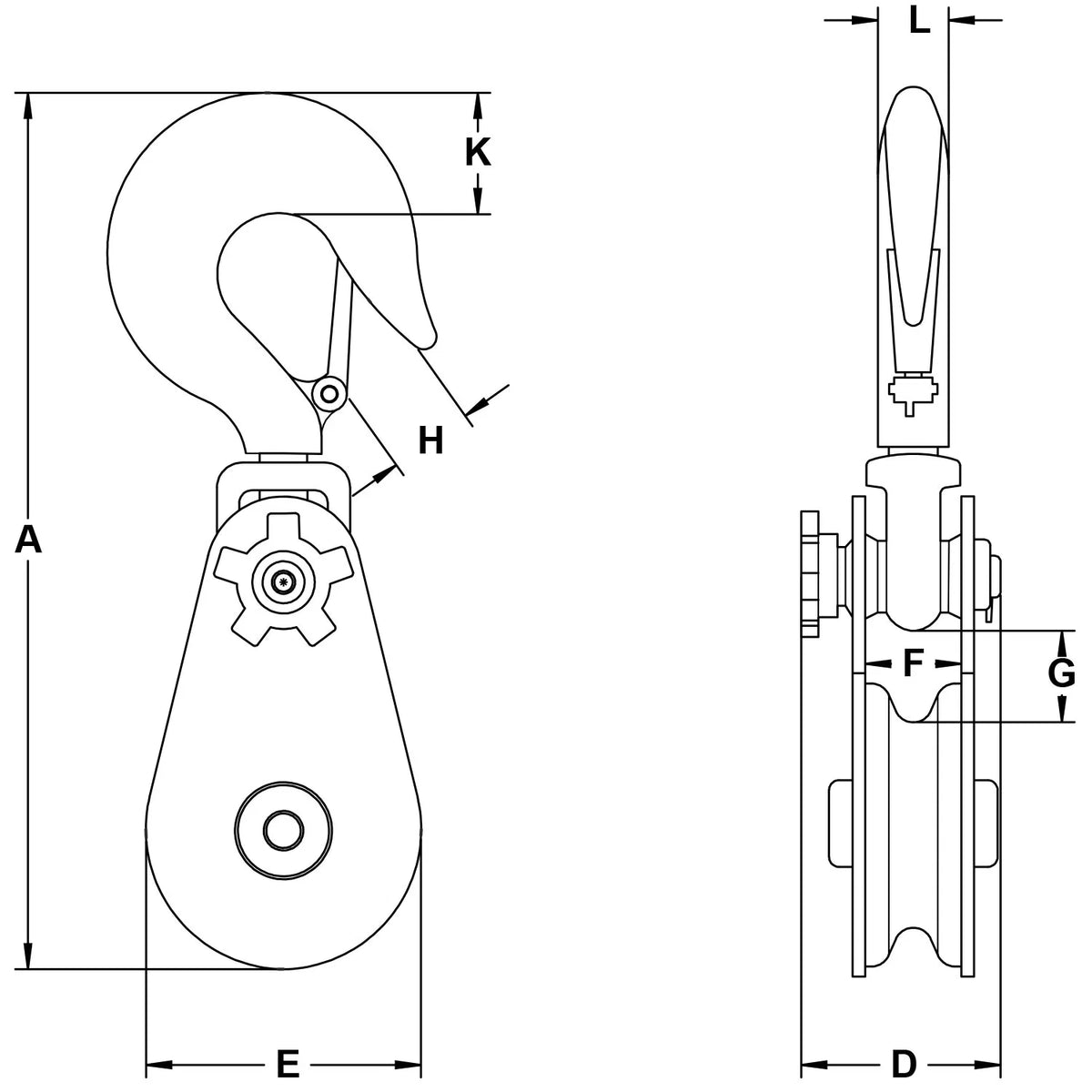 Skookum 8 ton 6" Alloy Snatch Block with SWIVEL HOOK (6" x 8T) (1000142)