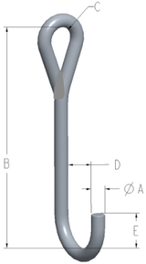 1/4" X 12" J-HOOK STYLE B 100# CAPACITY (11637-12)