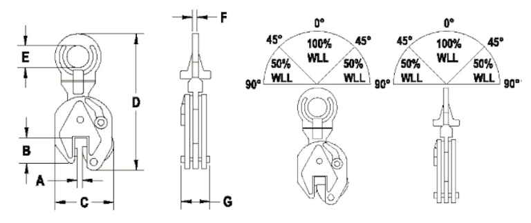 3T Universal Vertical Plate Lifting Clamp (PCUA030)
