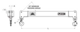 4,000 lbs 20' Fixed Spreader Beam Swivel Hook Connections (13112)