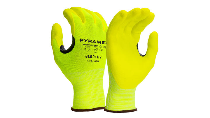 Micro-Foam Nitrile- Hi-Vis Yell 15g Nylon/Spandx- size  Medium (GL601HVM) Per 12