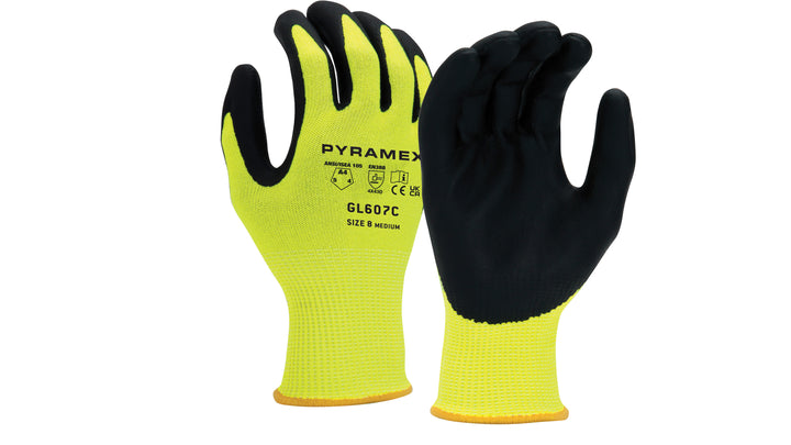 Foam Nitrile 13g HPPE HiVis Lime A4 Cut- hang Tagged -Medium (GL607CHTM) Per 1