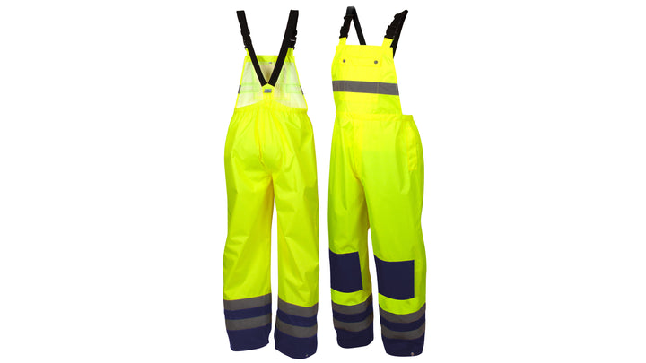 Lime PU/Poly hi vis bib pants - size extra large (RRWB3110XL) Per 1