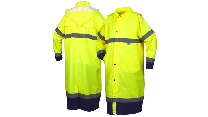 Lime PU/Poly hi vis 48" raincoat - size  medium (RRWC3110M) Per 1